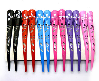 厂家直销混款美发不锈钢彩色鸭嘴夹 金属分夹子 鹤嘴夹