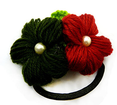 特价欧美毛线花朵发圈头绳毛球可爱发绳韩版皮筋发饰头饰品