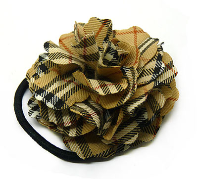 欧美新款胸针时尚百搭布艺发饰仿真花朵皮筋 山茶花发圈头饰女二合一