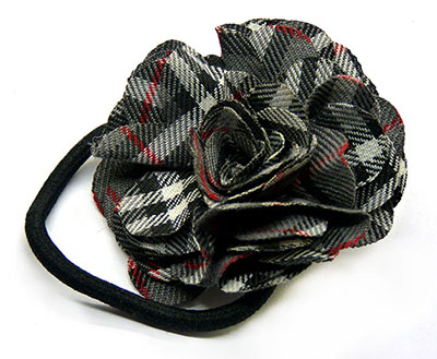 欧美新款胸针时尚百搭布艺发饰仿真花朵皮筋 山茶花发圈头饰女二合一