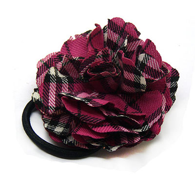 欧美新款胸针时尚百搭布艺发饰仿真花朵皮筋 山茶花发圈头饰女二合一