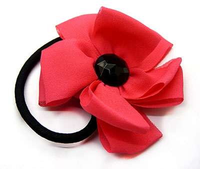 欧美发饰 雪纺花珍珠太阳花发夹皮筋