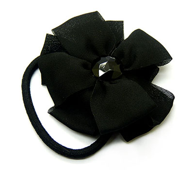 欧美发饰 雪纺花珍珠太阳花发夹皮筋