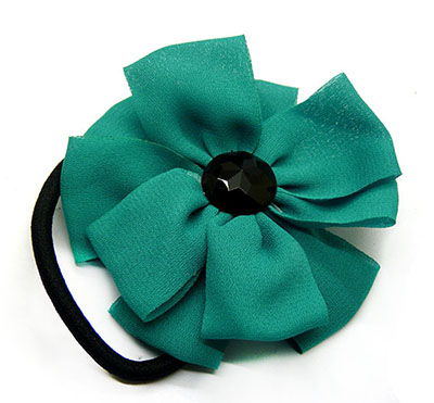 欧美发饰 雪纺花珍珠太阳花发夹皮筋