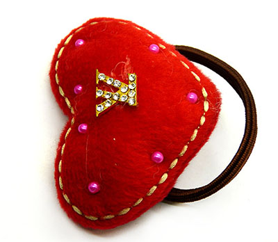 全网最低价欧美发饰头饰品毛球丝绒布水钻爱心发圈女生扎头发橡皮筋