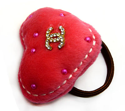 全网最低价欧美发饰头饰品毛球丝绒布水钻爱心发圈女生扎头发橡皮筋