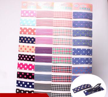 厂家直销 布艺圆点纯色发夹 卡装条纹边夹bb夹