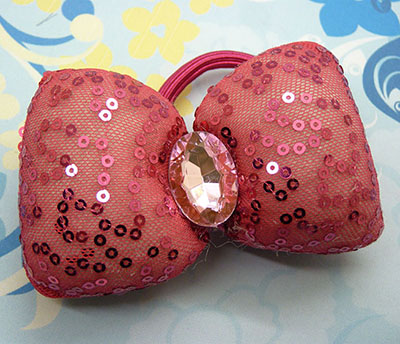 新款韩版儿童发圈发饰 亮片领结蝴蝶发绳 女童扎发皮筋