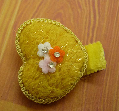 特价绒布桃心点钻压夹儿童发夹边夹头饰品