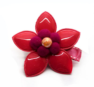 欧美范儿童热销皮革蝴蝶结花朵发夹 压夹