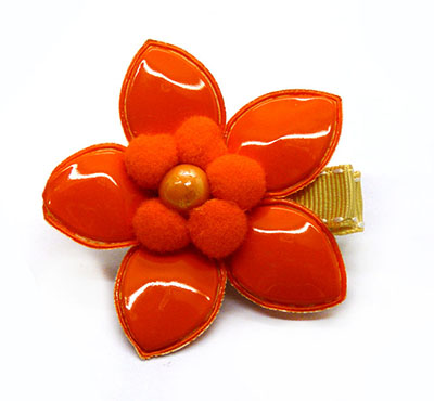 欧美范儿童热销皮革蝴蝶结花朵发夹 压夹