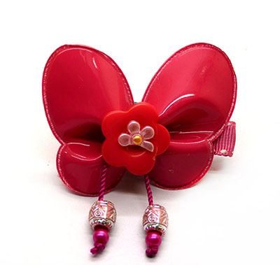 欧美范儿童热销皮革蝴蝶结花朵发夹 压夹