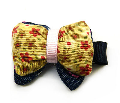 布艺花苞双层蝴蝶结压夹边夹 厂家直销