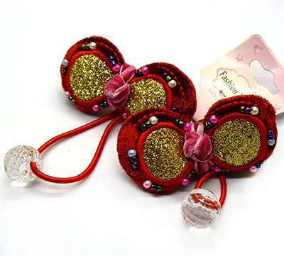 全国最低价一对装可爱毛绒温暖毛球珍珠吊坠发圈 发绳 皮筋