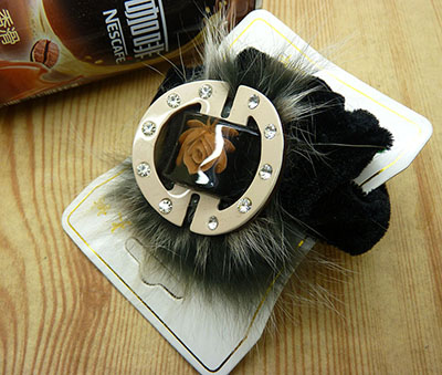 全网最低价少女水貂毛镶钻合金滴油花盘发圈 头绳皮筋