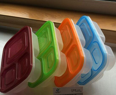 全网最低价90g加厚三格塑料保鲜盒塑料饭盒食品级PP分隔餐盒三格便当盒