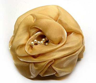 买贵10倍退款欧美高档发饰 花朵边夹缎布山茶花水钻珍珠发夹