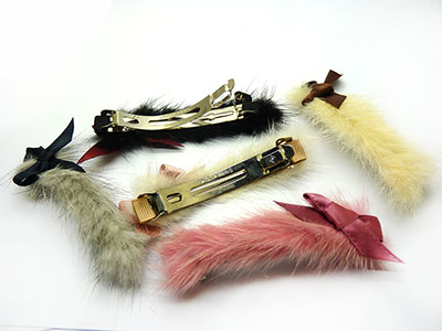 欧美新款水貂毛压夹鸭嘴夹蝴蝶结公主范边夹厂家直销