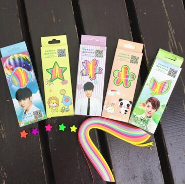 厂家直销香味荧光星星条 糖果色幸运星折叠纸 手工DIY许愿星星