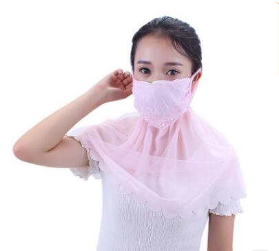 欧美女士防晒口罩春夏季防紫外线薄款护颈护脖套头口罩大雪纺面纱
